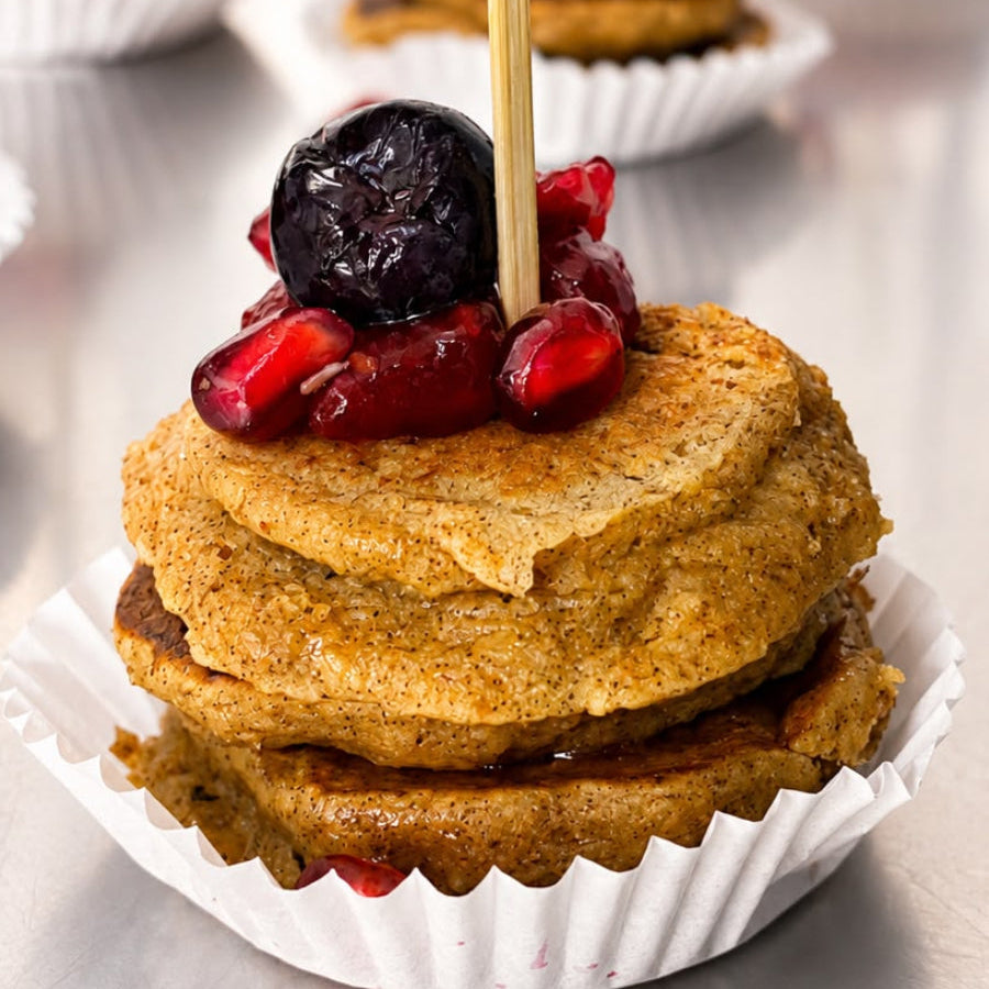 Caja mini Pancakes frambuesa, 12 unidades.